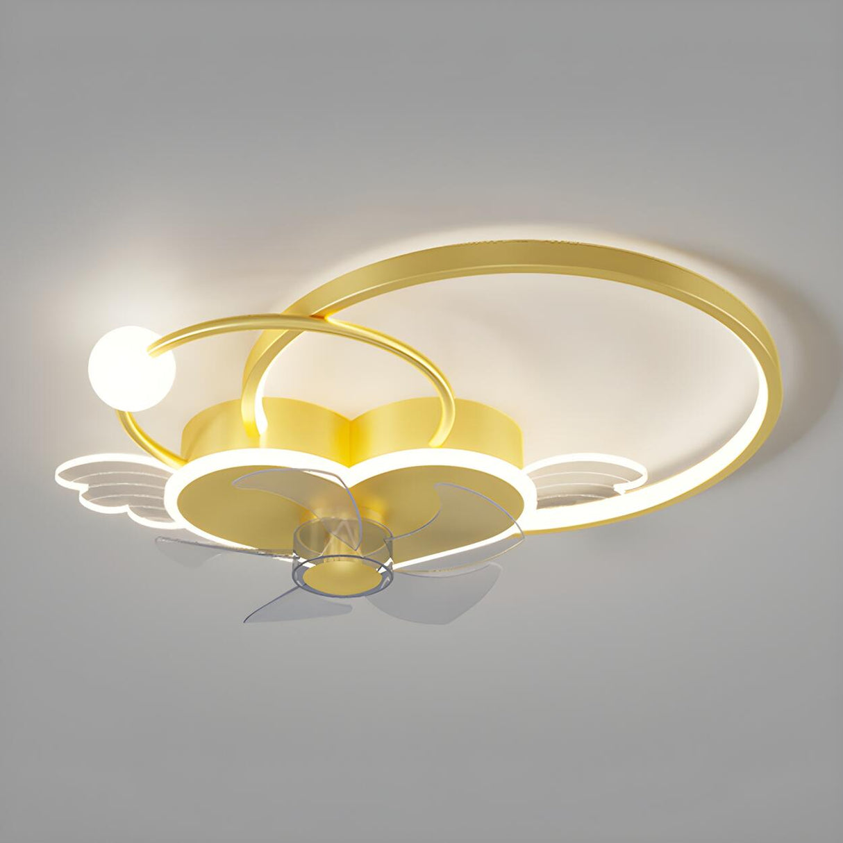 Modern Kids Room Love Heart Ring Ceiling Fan with Light Image - 18