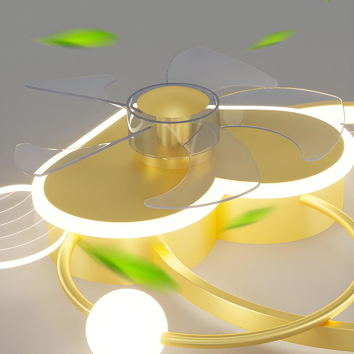 Modern Kids Room Love Heart Ring Ceiling Fan with Light Image - 8