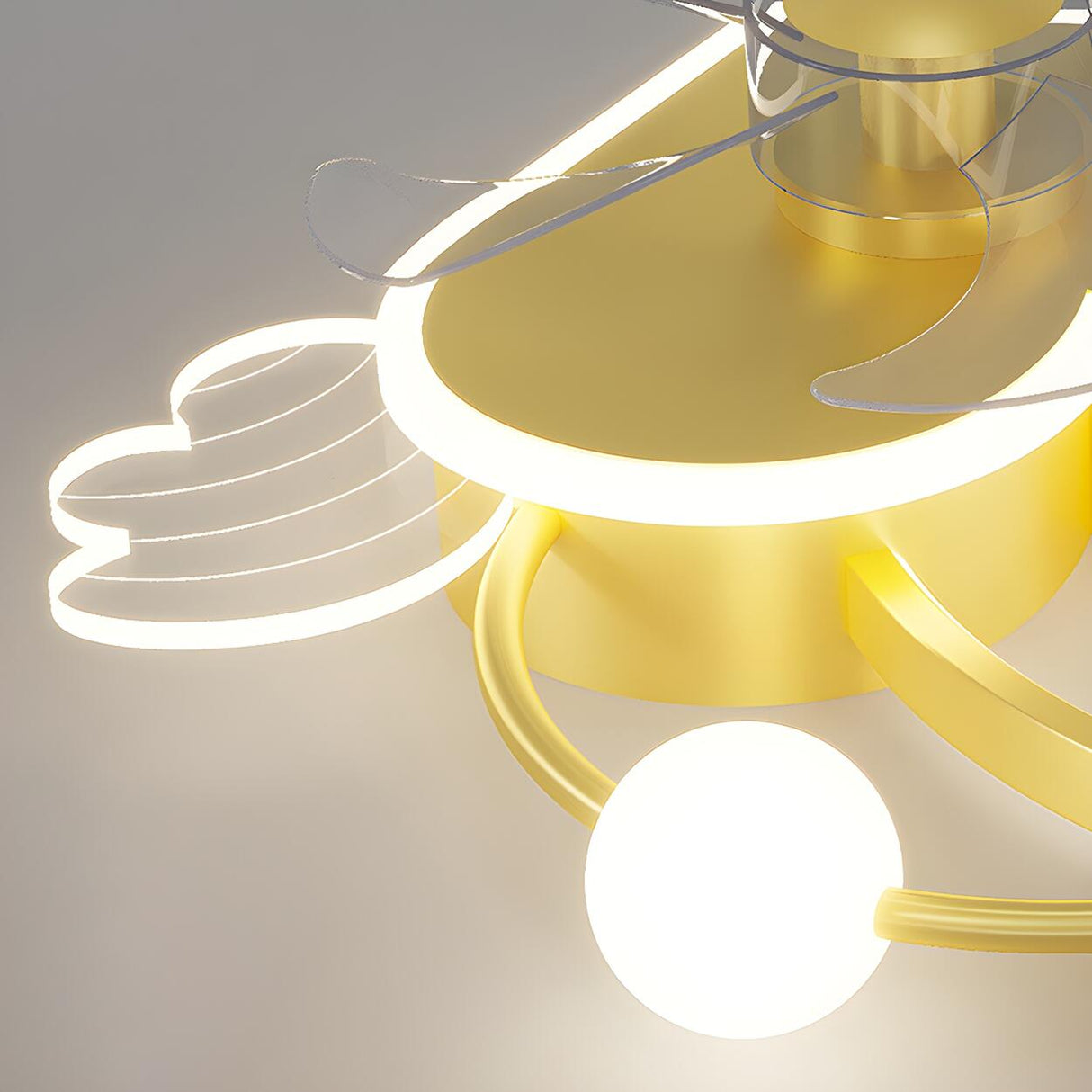 Modern Kids Room Love Heart Ring Ceiling Fan with Light Image - 9