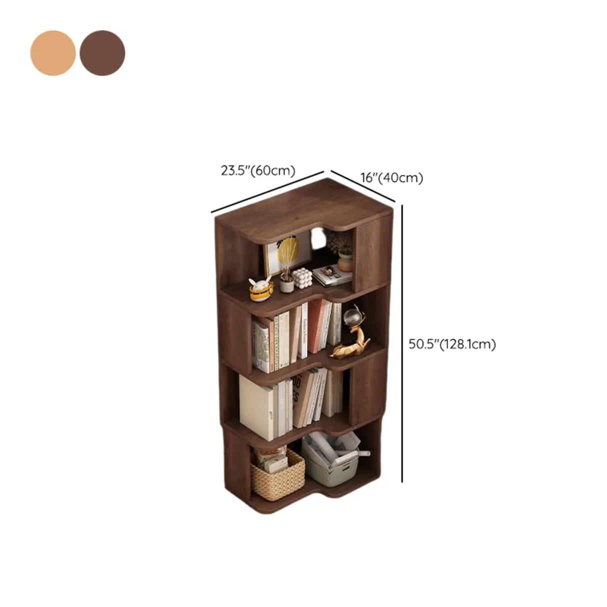 Modern Kids Room Open Back Vertical Wood Corner Bookshelf