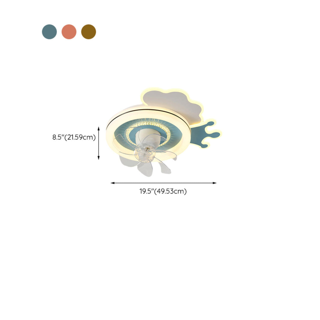 Modern Kids Room Round Ceiling Fan Light with Switch