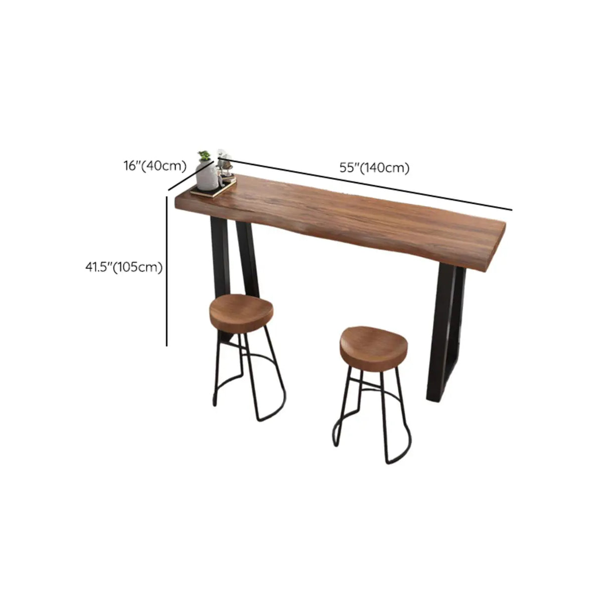 Modern Industrial Bar Table with Solid Wood Top, 47 Inch Image - 10