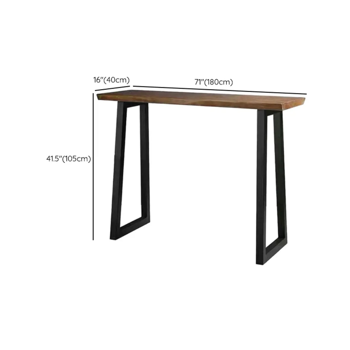 Modern Industrial Bar Table with Solid Wood Top, 47 Inch Image - 12