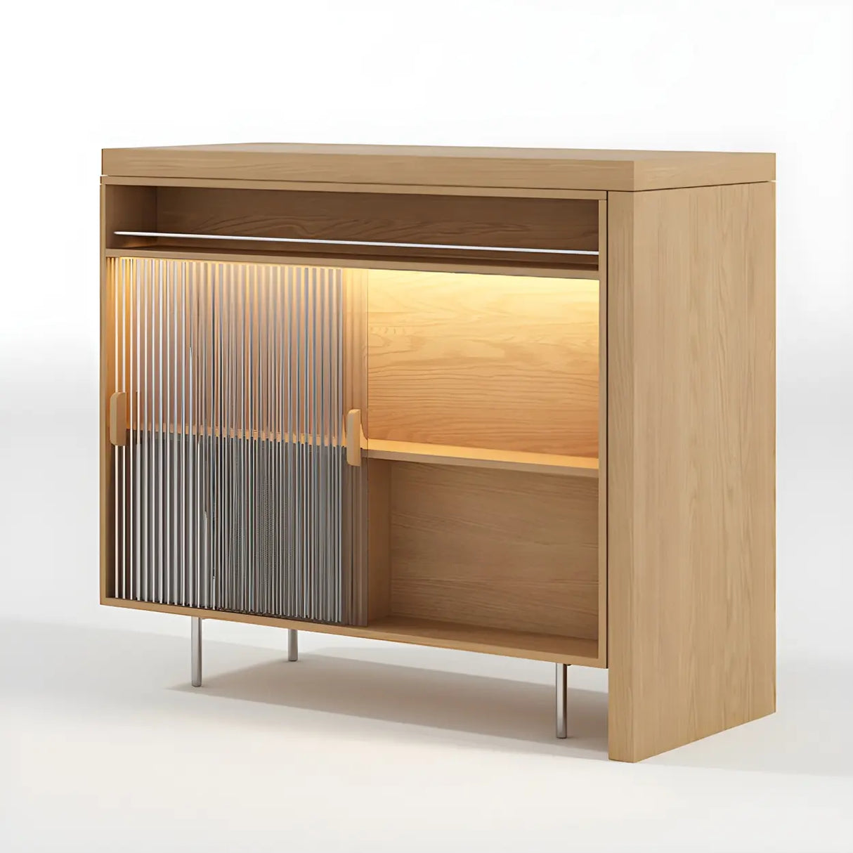 Modern L shape Counter Height Bar Table with Storage Cabinet Image - 11