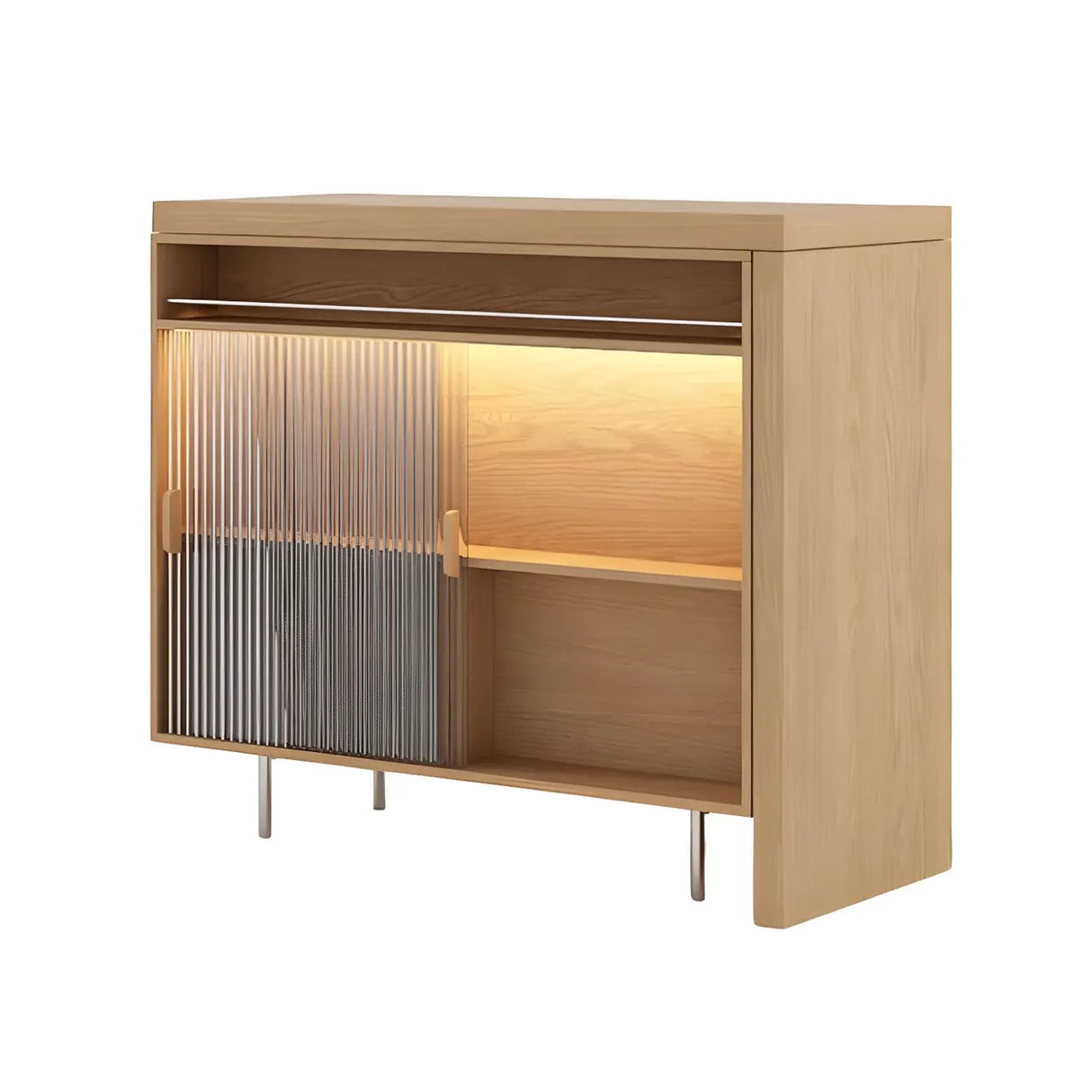 Modern L shape Counter Height Bar Table with Storage Cabinet Image - 7