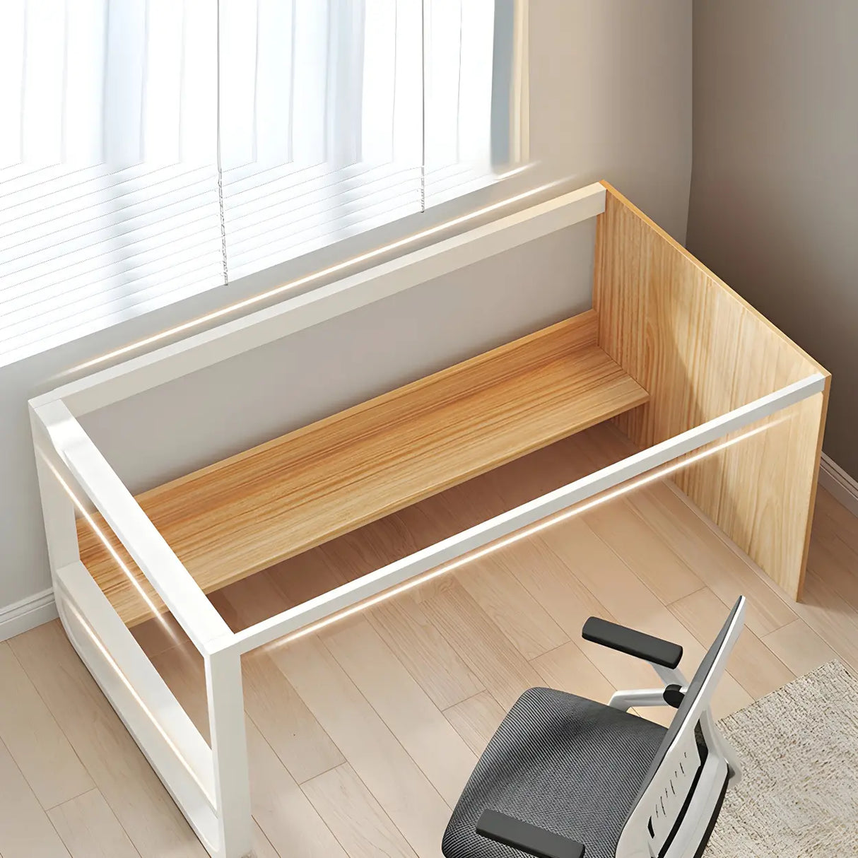 Modern L-Shaped White Wooden Desk with Drawers, 1-2 People Image - 8