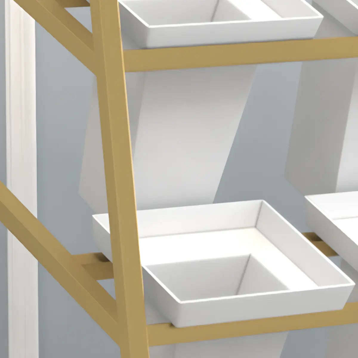 Modern Ladder Metal Indoor Large Plant Stands Gold Image - 11