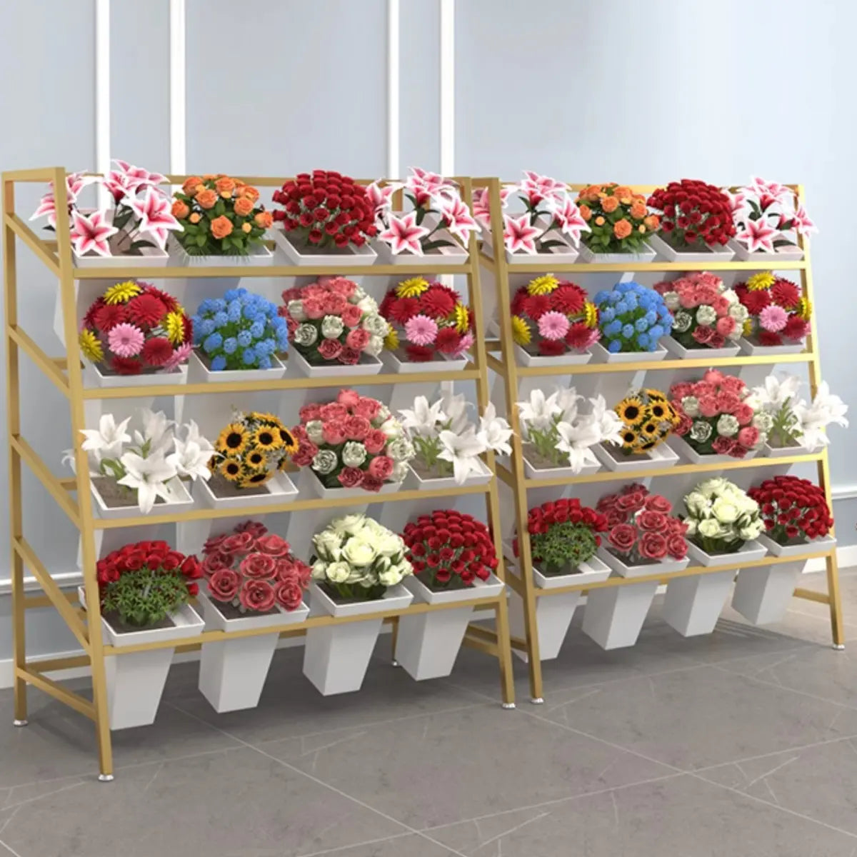 Modern Ladder Metal Indoor Large Plant Stands Gold Image - 5