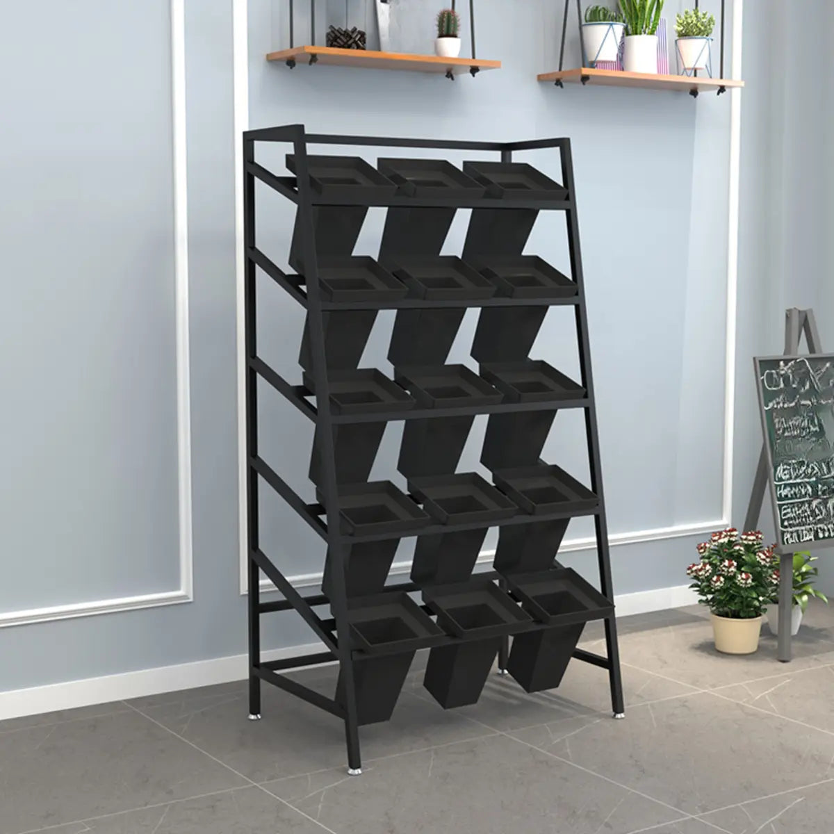 Modern Ladder Metal Indoor Large Plant Stands Gold Image - 6