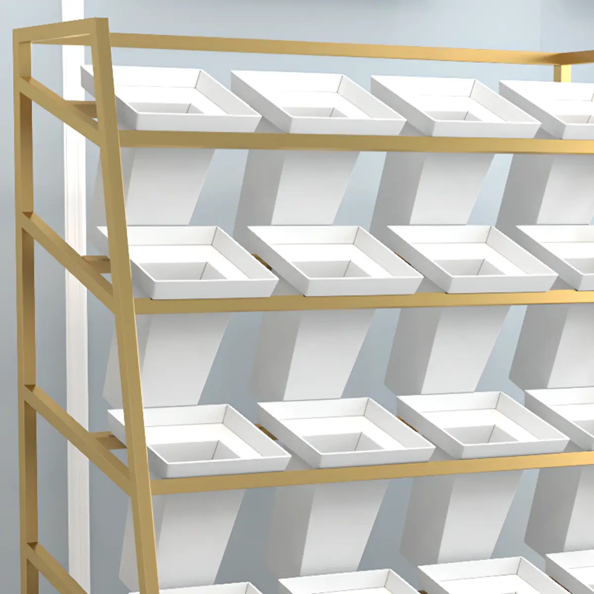 Modern Ladder Metal Indoor Large Plant Stands Gold Image - 9