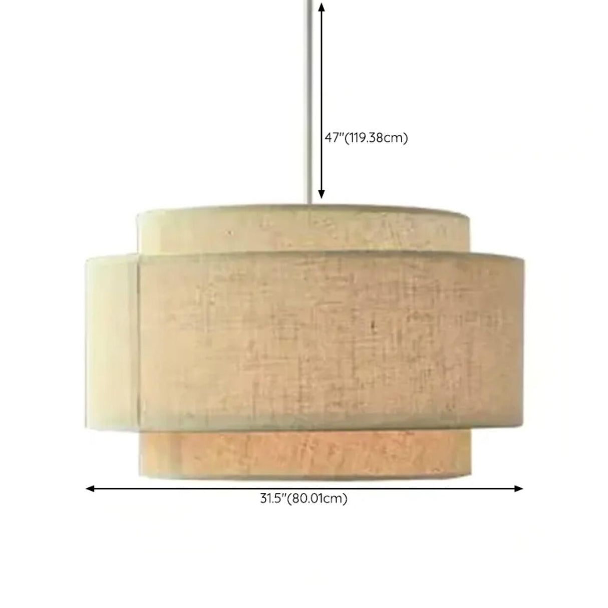 Modern Layered Fabric Drum Pendant Light Adjustable Cord Image - 14