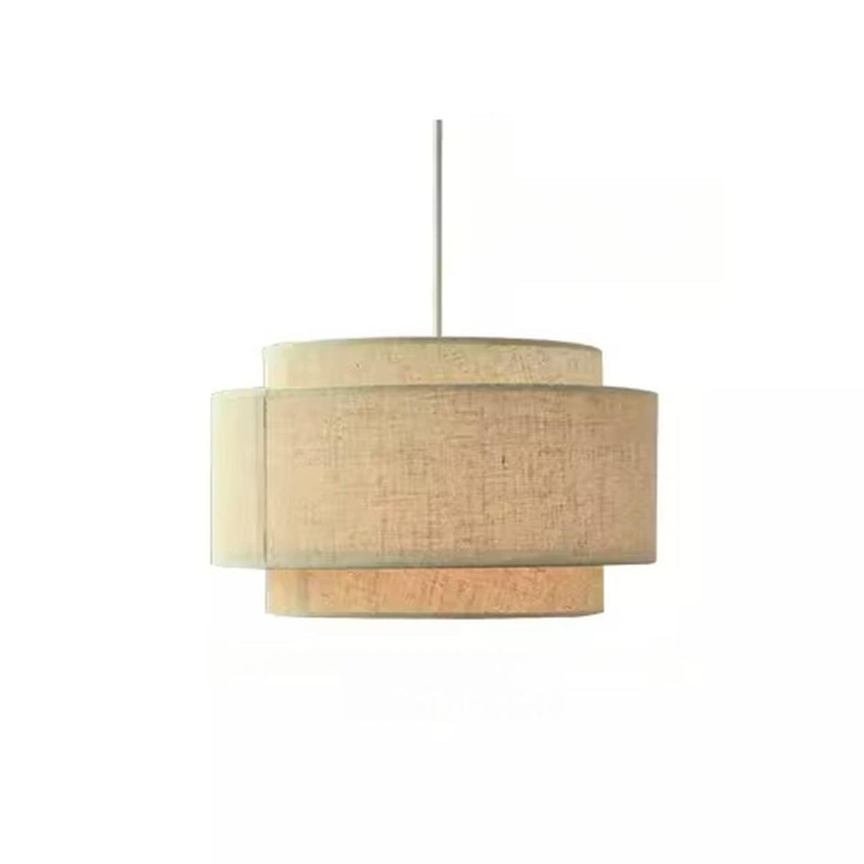Modern Layered Fabric Drum Pendant Light Adjustable Cord Image - 5