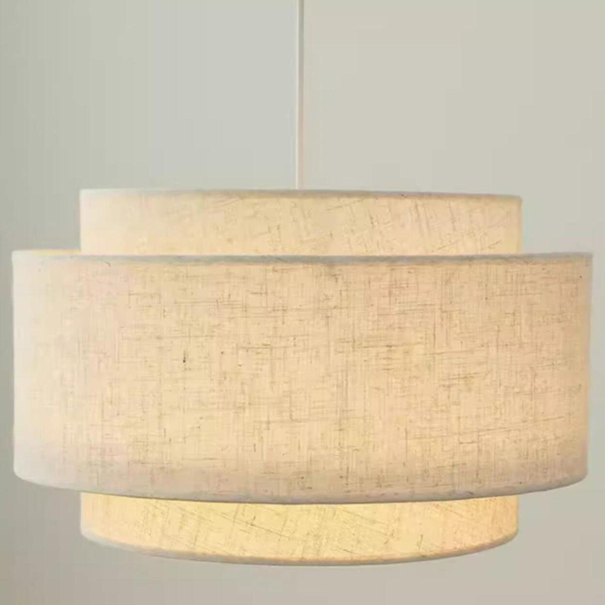 Modern Layered Fabric Drum Pendant Light Adjustable Cord Image - 8