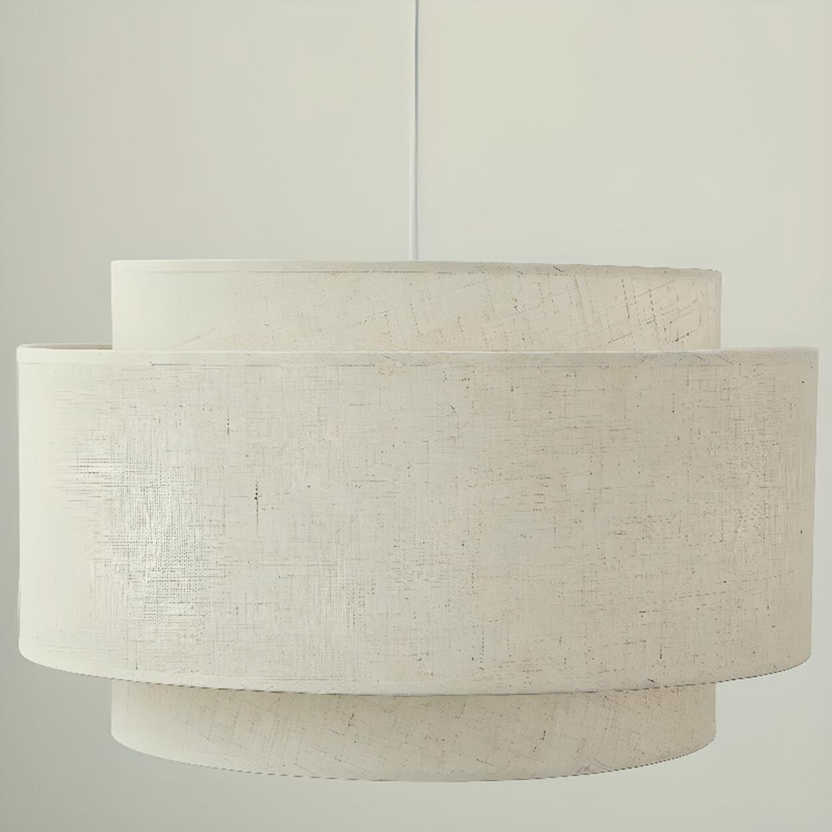 Modern Layered Fabric Drum Pendant Light Adjustable Cord Image - 9