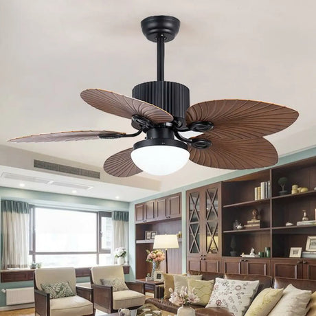 Chic Leaf Shape Blade Remote Ceiling Fan with Light Image - 1