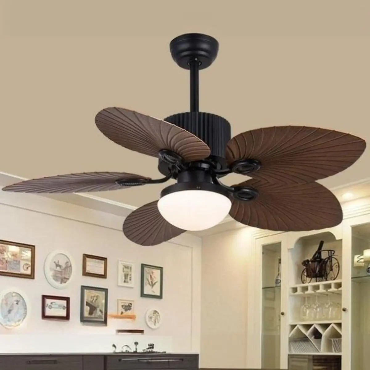 Chic Leaf Shape Blade Remote Ceiling Fan with Light Image - 12