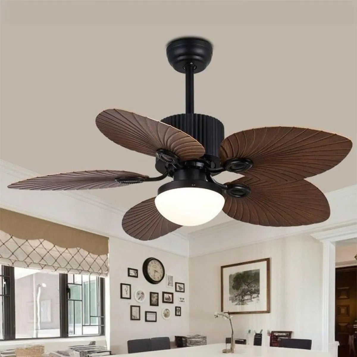 Chic Leaf Shape Blade Remote Ceiling Fan with Light Image - 7
