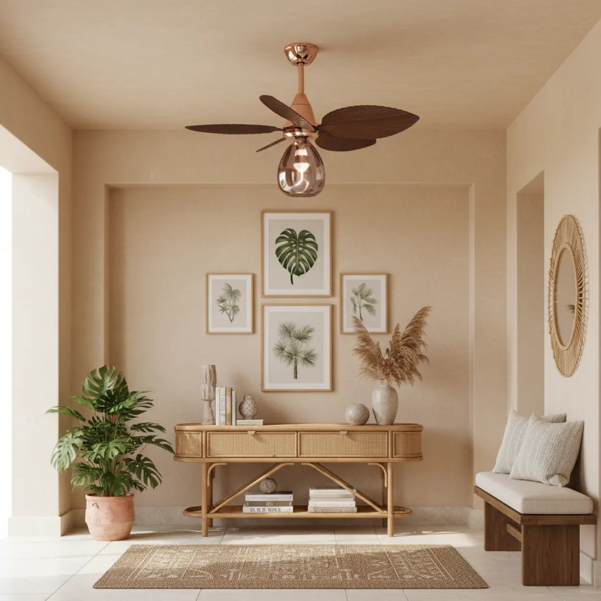 Modern Leaf Remote Control Adjustable Ceiling Fan Light Image - 3