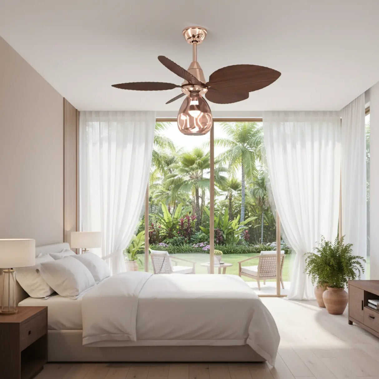 Modern Leaf Remote Control Adjustable Ceiling Fan Light Image - 4