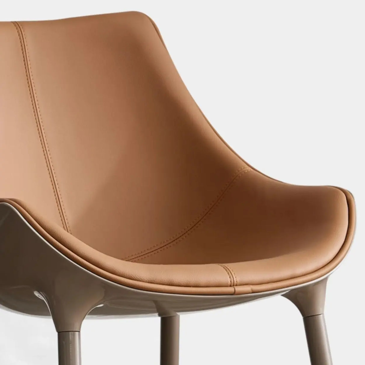 Modern Leather Armless Upholstered Solid Back Dining Chair Image - 5