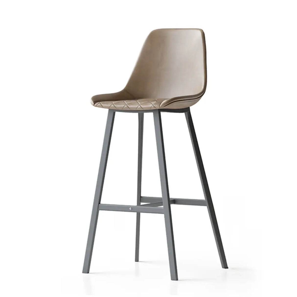 Modern Leather Counter Height Bar Stool with High Back Image - 12