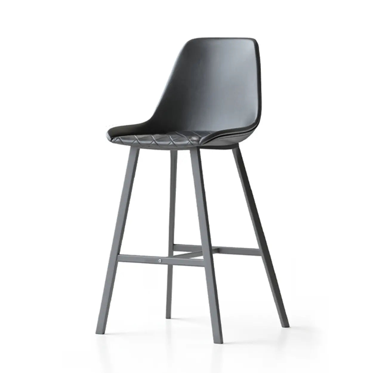 Modern Leather Counter Height Bar Stool with High Back Image - 13