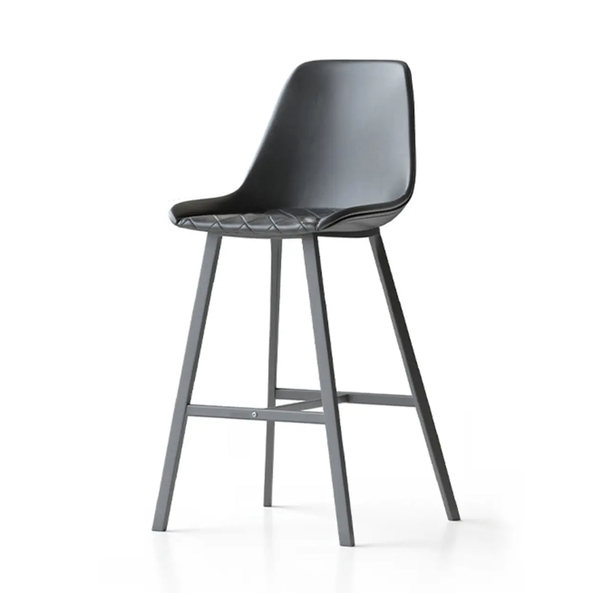Modern Leather Counter Height Bar Stool with High Back Image - 13