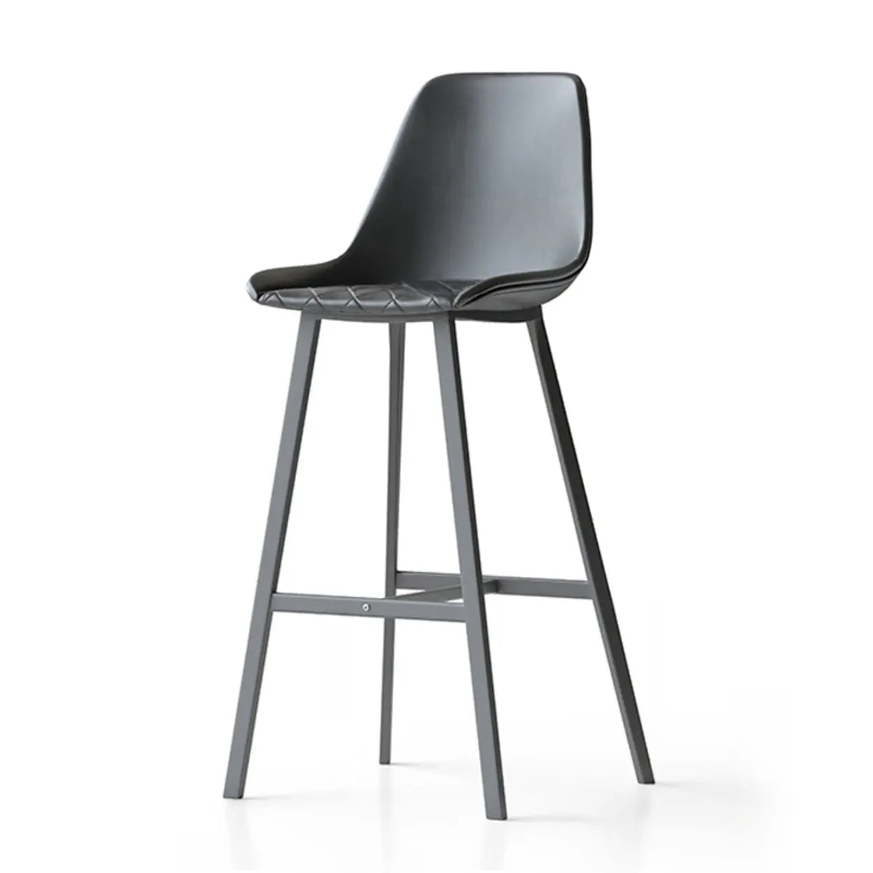 Modern Leather Counter Height Bar Stool with High Back Image - 14