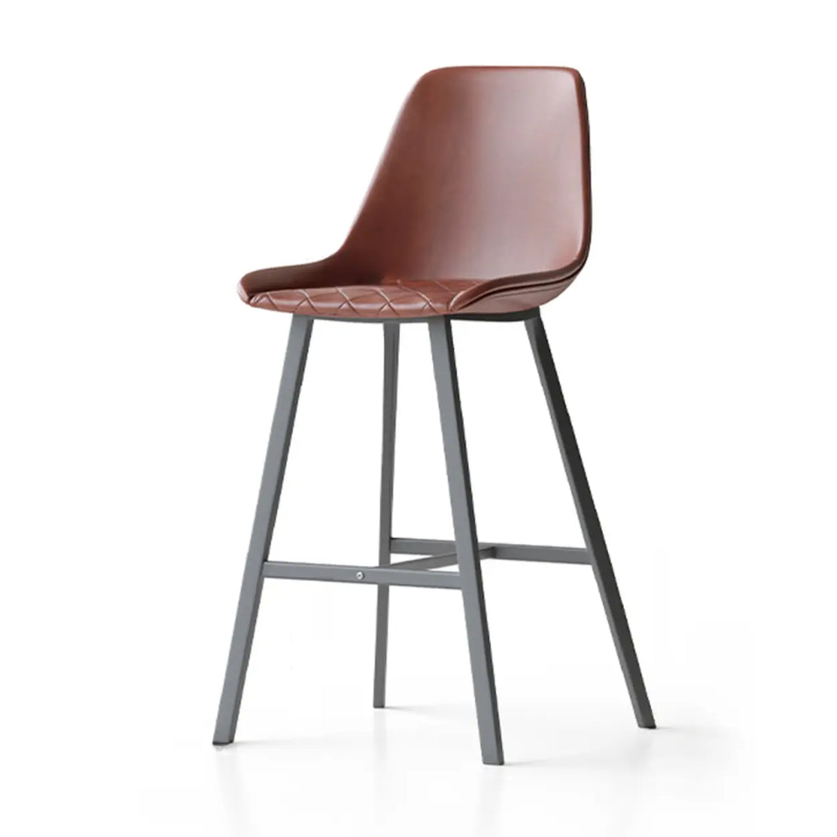 Modern Leather Counter Height Bar Stool with High Back Image - 15