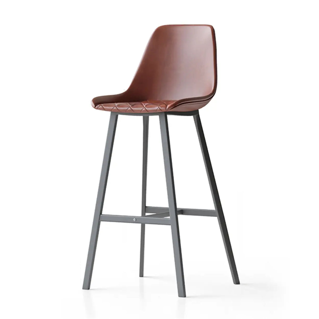 Modern Leather Counter Height Bar Stool with High Back Image - 16