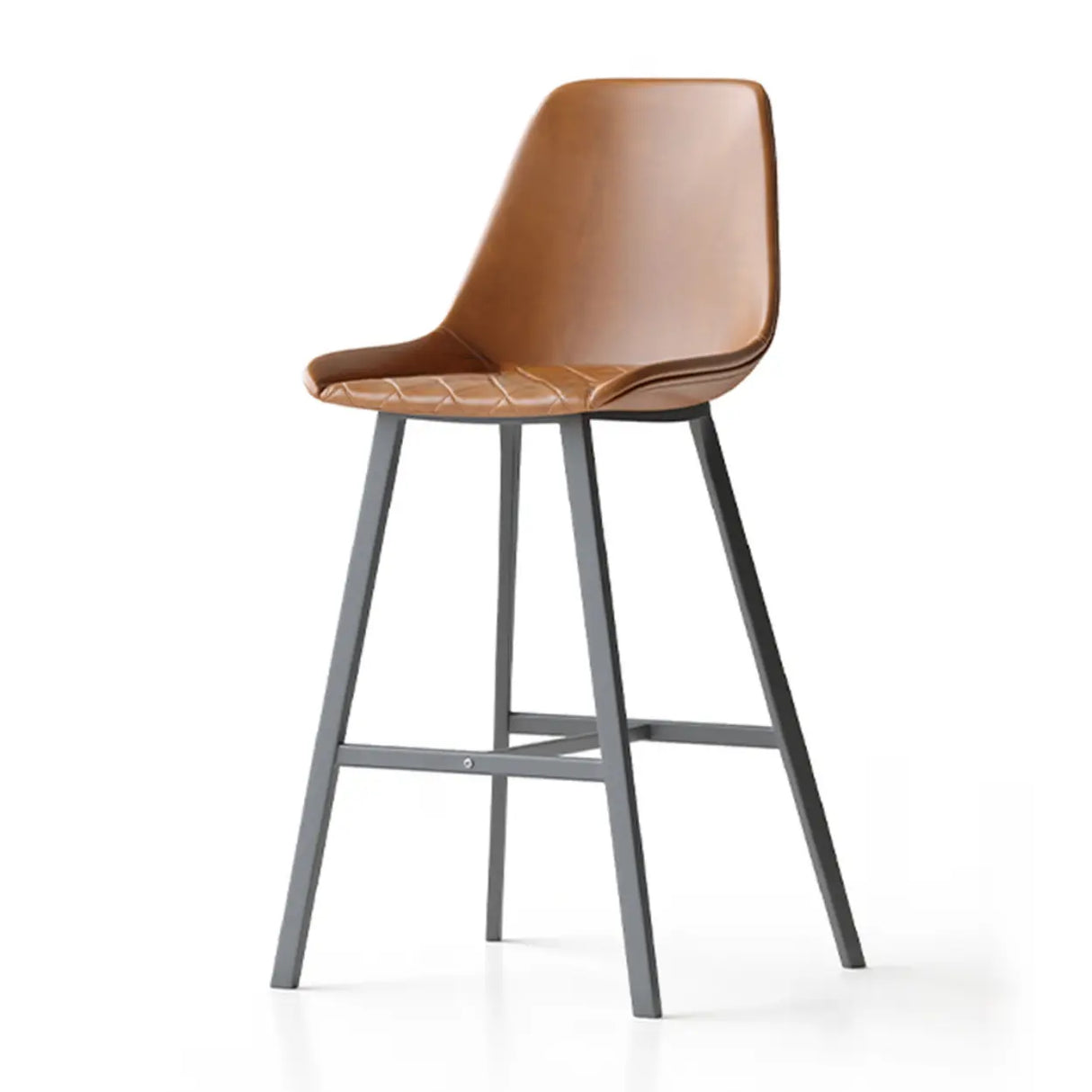 Modern Leather Counter Height Bar Stool with High Back Image - 17