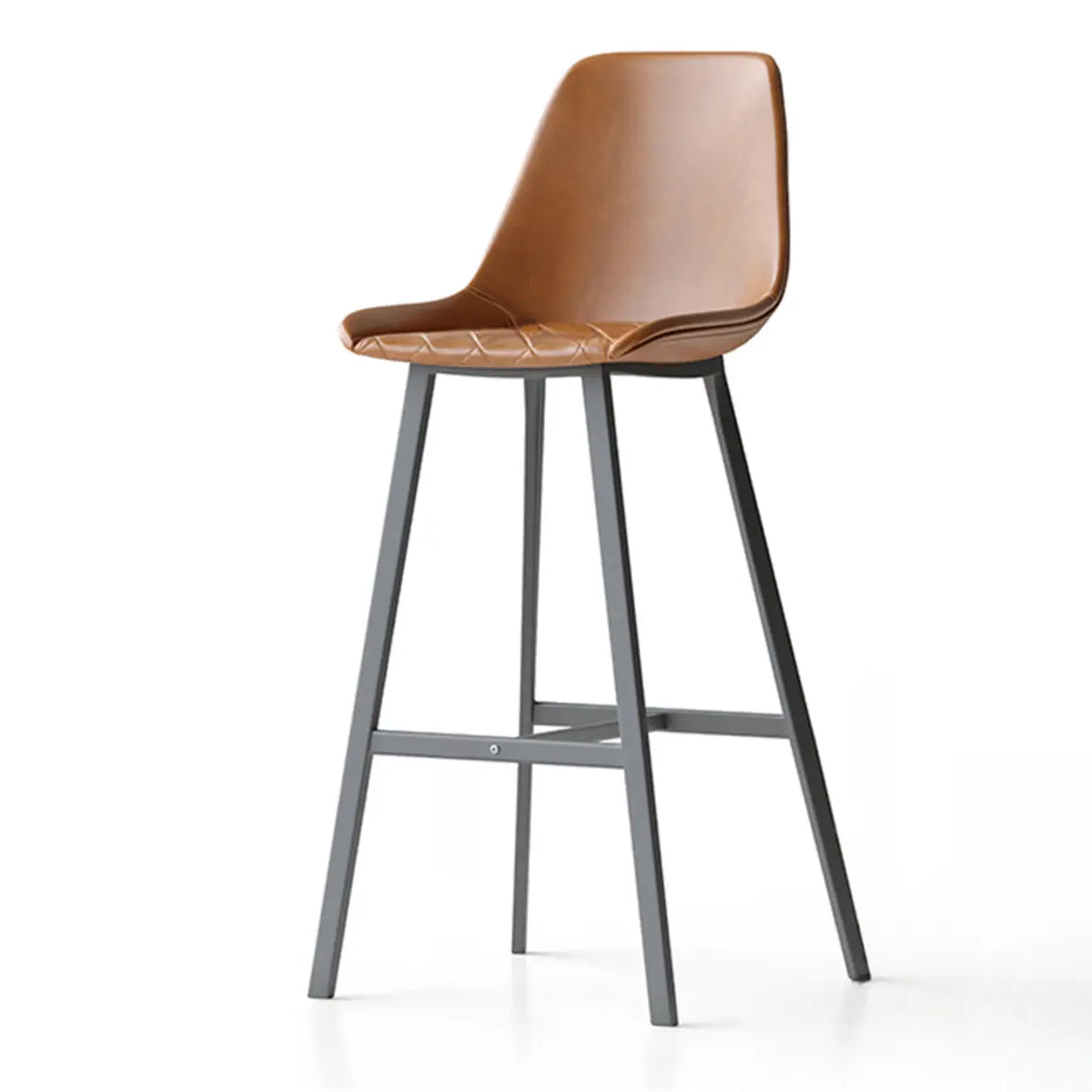 Modern Leather Counter Height Bar Stool with High Back Image - 18