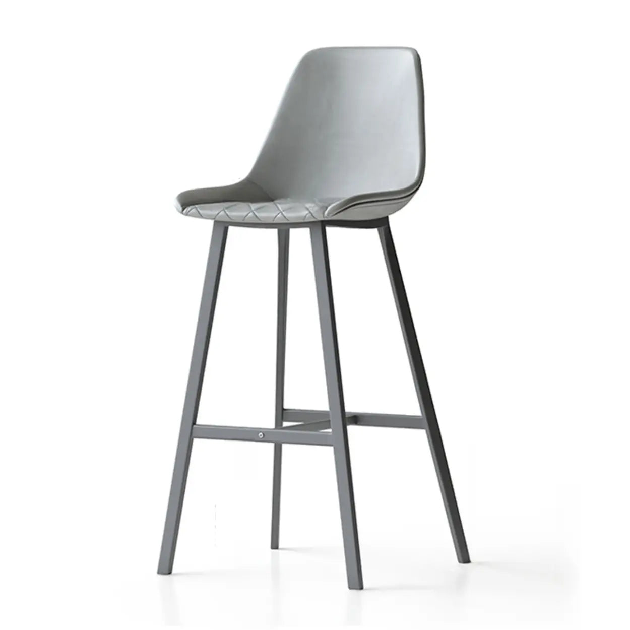 Modern Leather Counter Height Bar Stool with High Back Image - 2