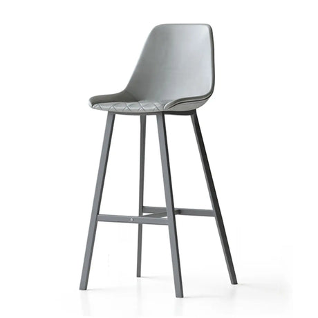 Modern Leather Counter Height Bar Stool with High Back Image - 2