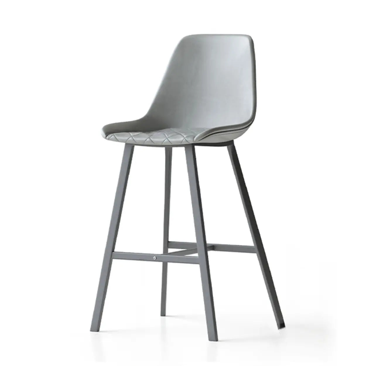 Modern Leather Counter Height Bar Stool with High Back Image - 4
