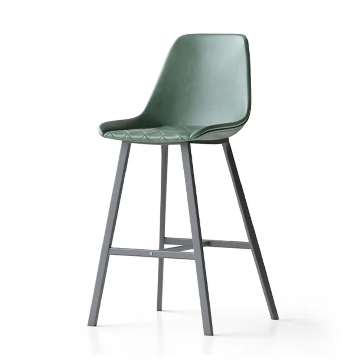 Modern Leather Counter Height Bar Stool with High Back Image - 5