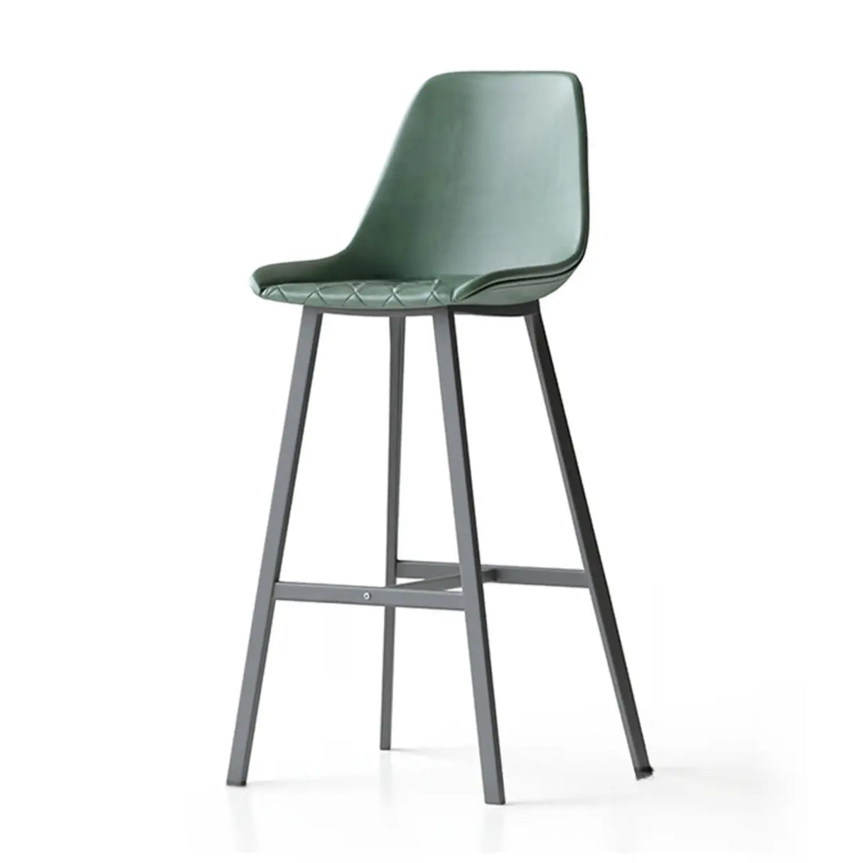 Modern Leather Counter Height Bar Stool with High Back Image - 7