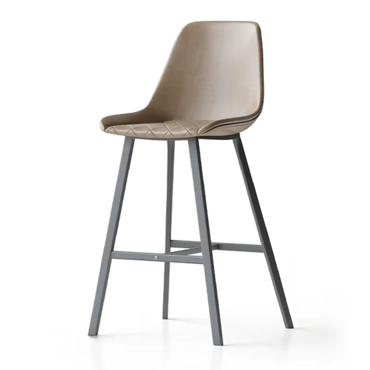 Modern Leather Counter Height Bar Stool with High Back Image - 9