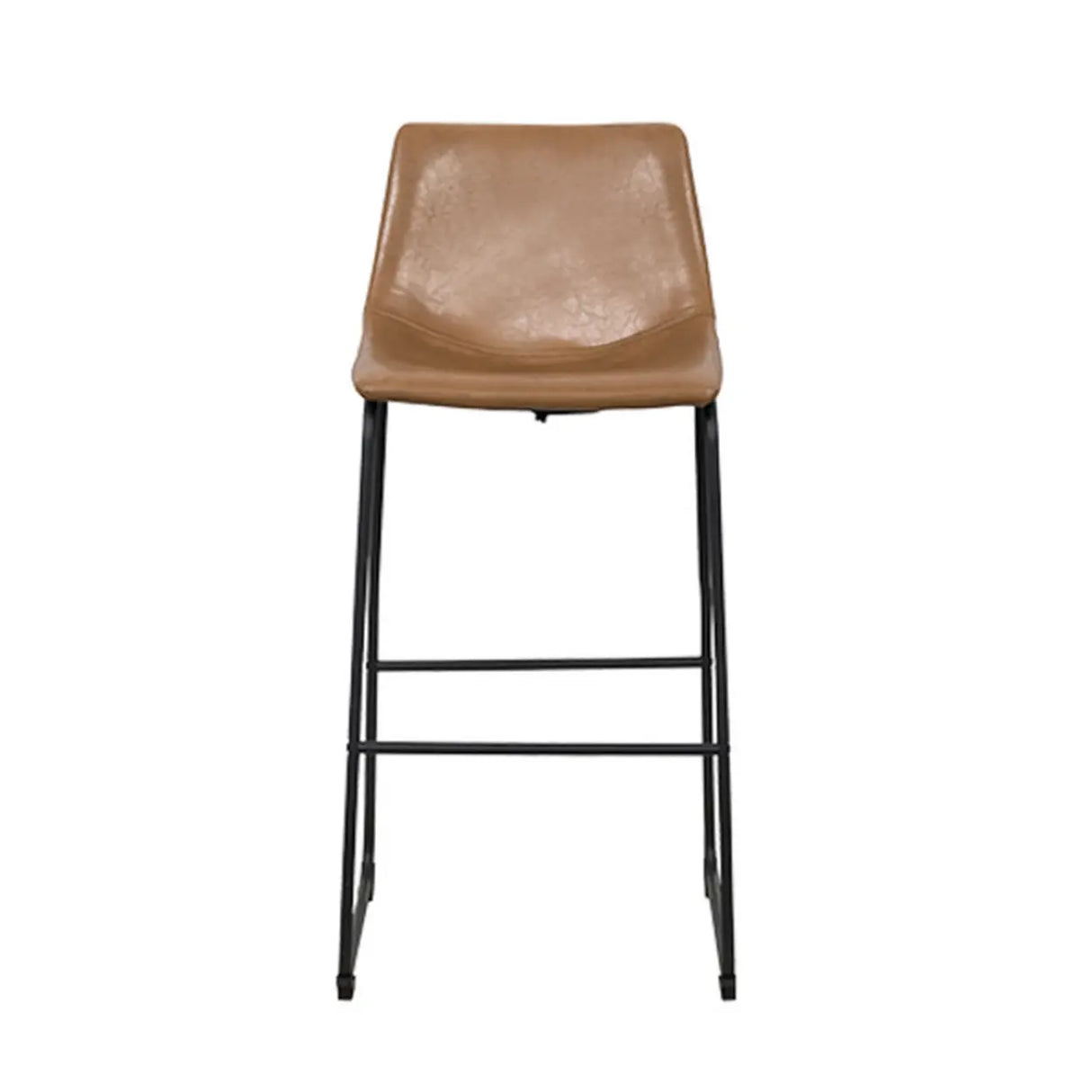 Modern Leather Counter Height Bar Stool with Metal Legs Image - 2