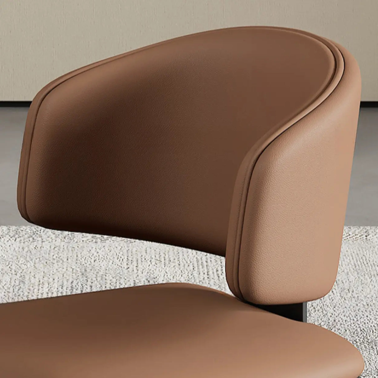 Modern Leather Curved Wingback Upholstered Dining Chairs Image - 10