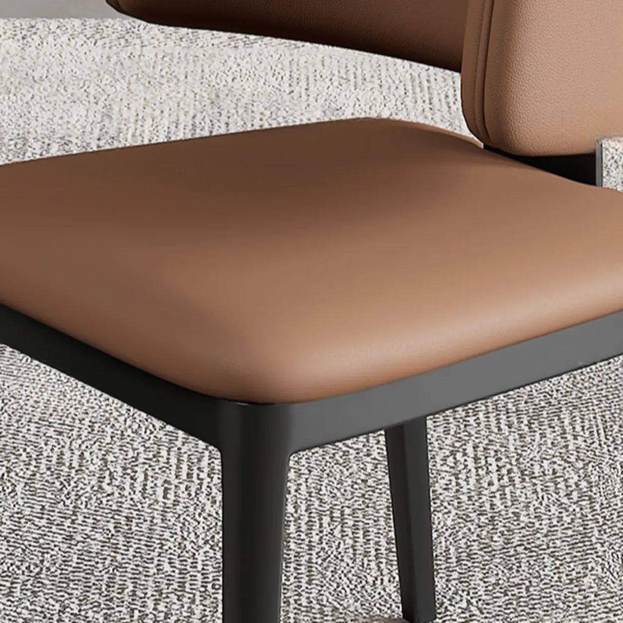 Modern Leather Curved Wingback Upholstered Dining Chairs Image - 11