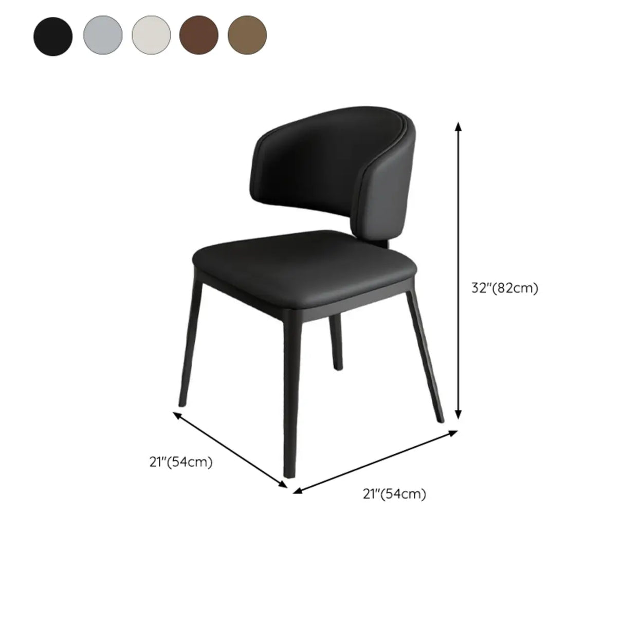 Modern Leather Curved Wingback Upholstered Dining Chairs