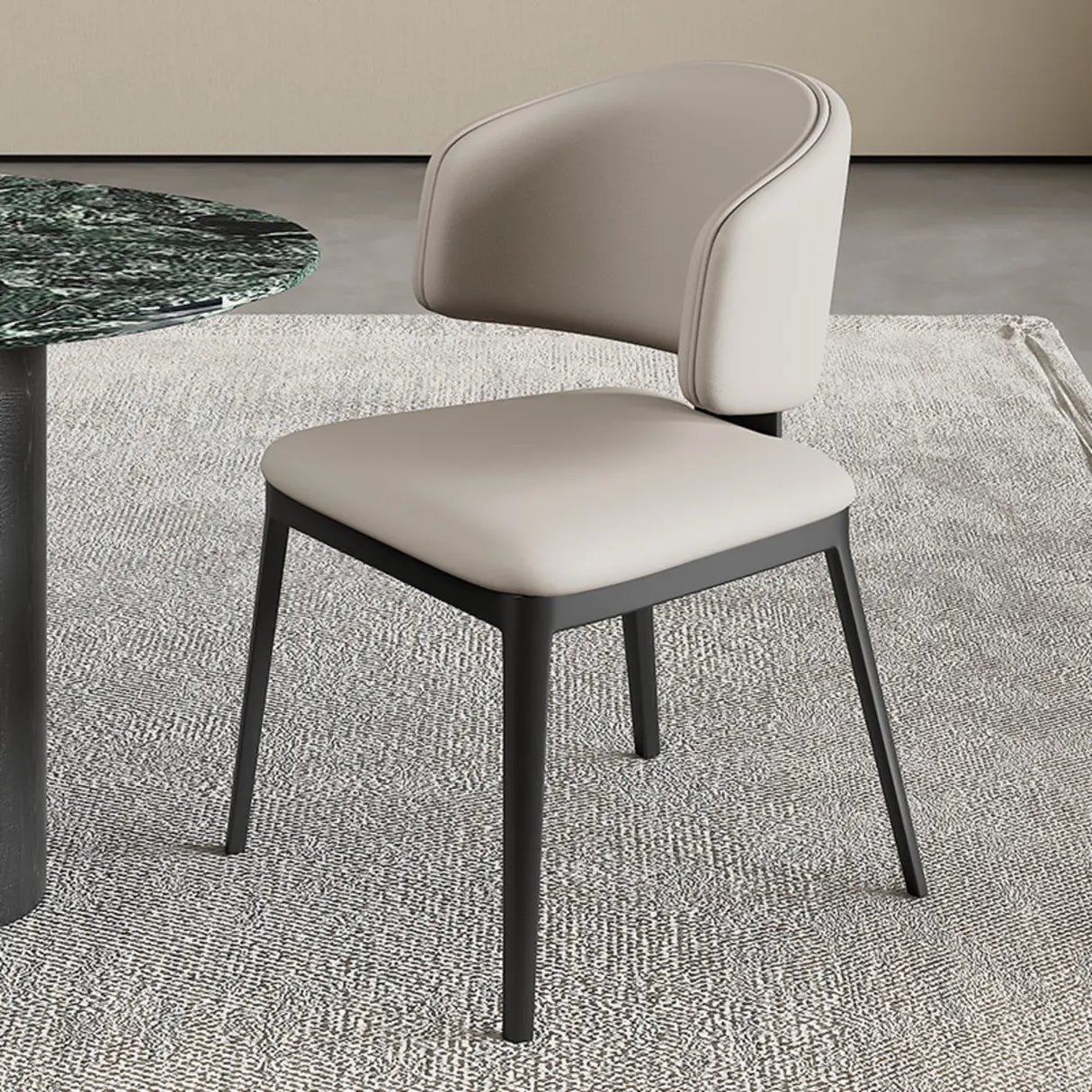 Modern Leather Curved Wingback Upholstered Dining Chairs Image - 2