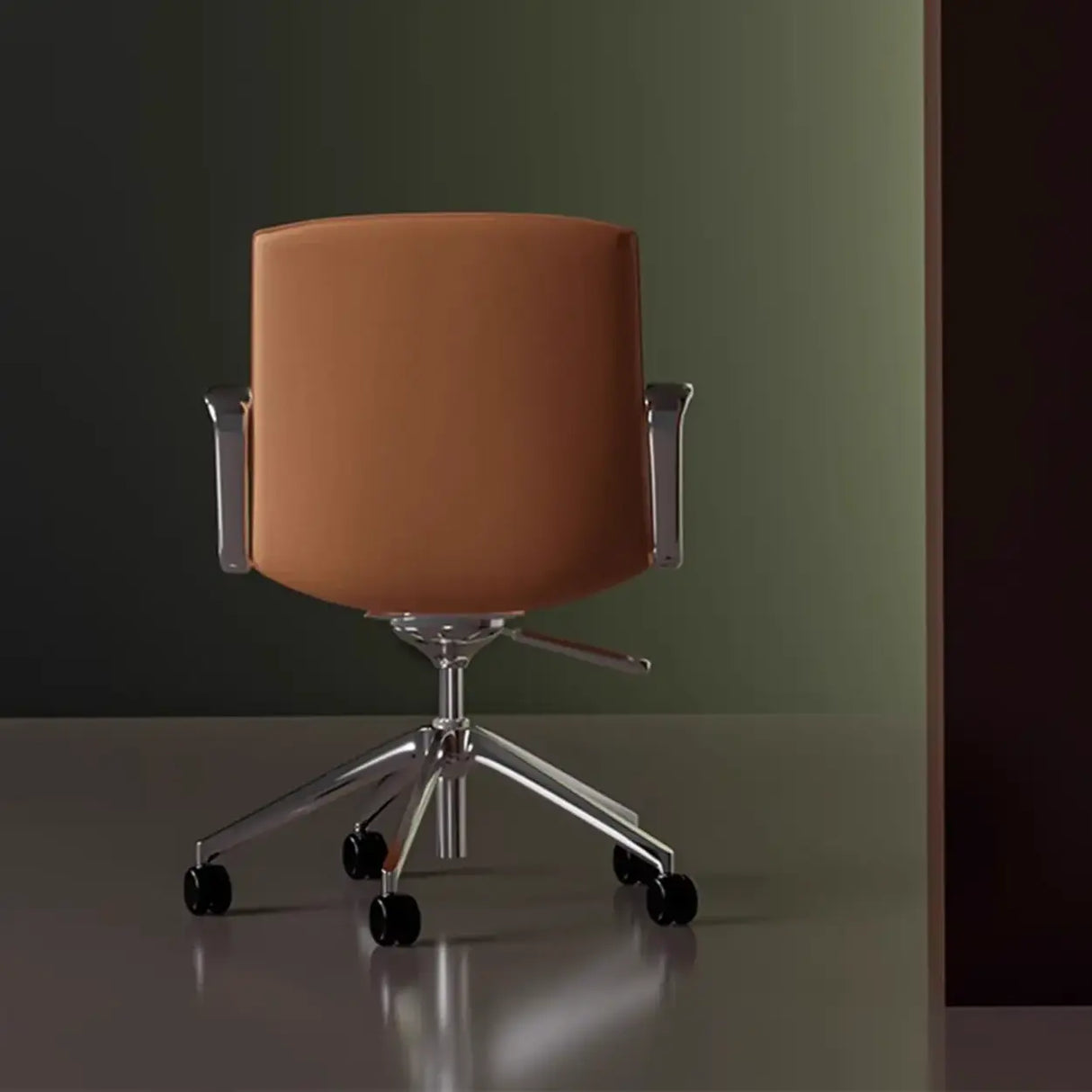 Modern Leather High-Back Adjustable Swivel Armrest Office Chair Image - 2