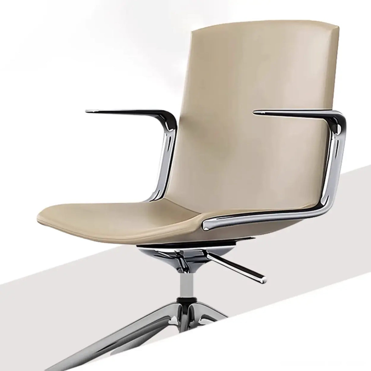Modern Leather High-Back Adjustable Swivel Armrest Office Chair Image - 6