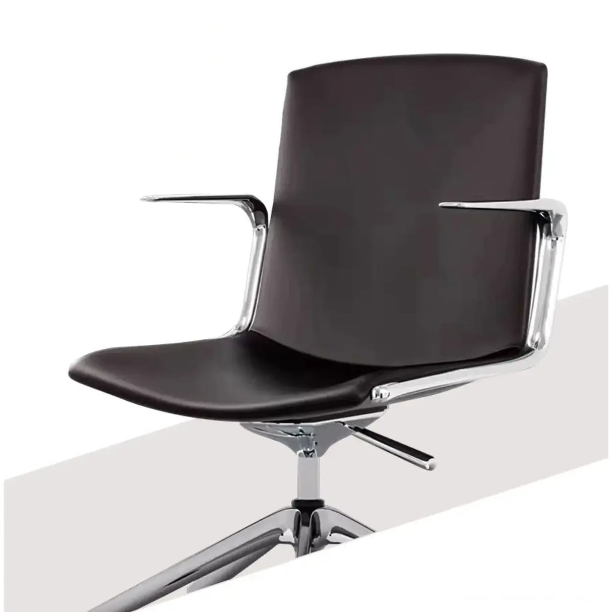 Modern Leather High-Back Adjustable Swivel Armrest Office Chair Image - 7