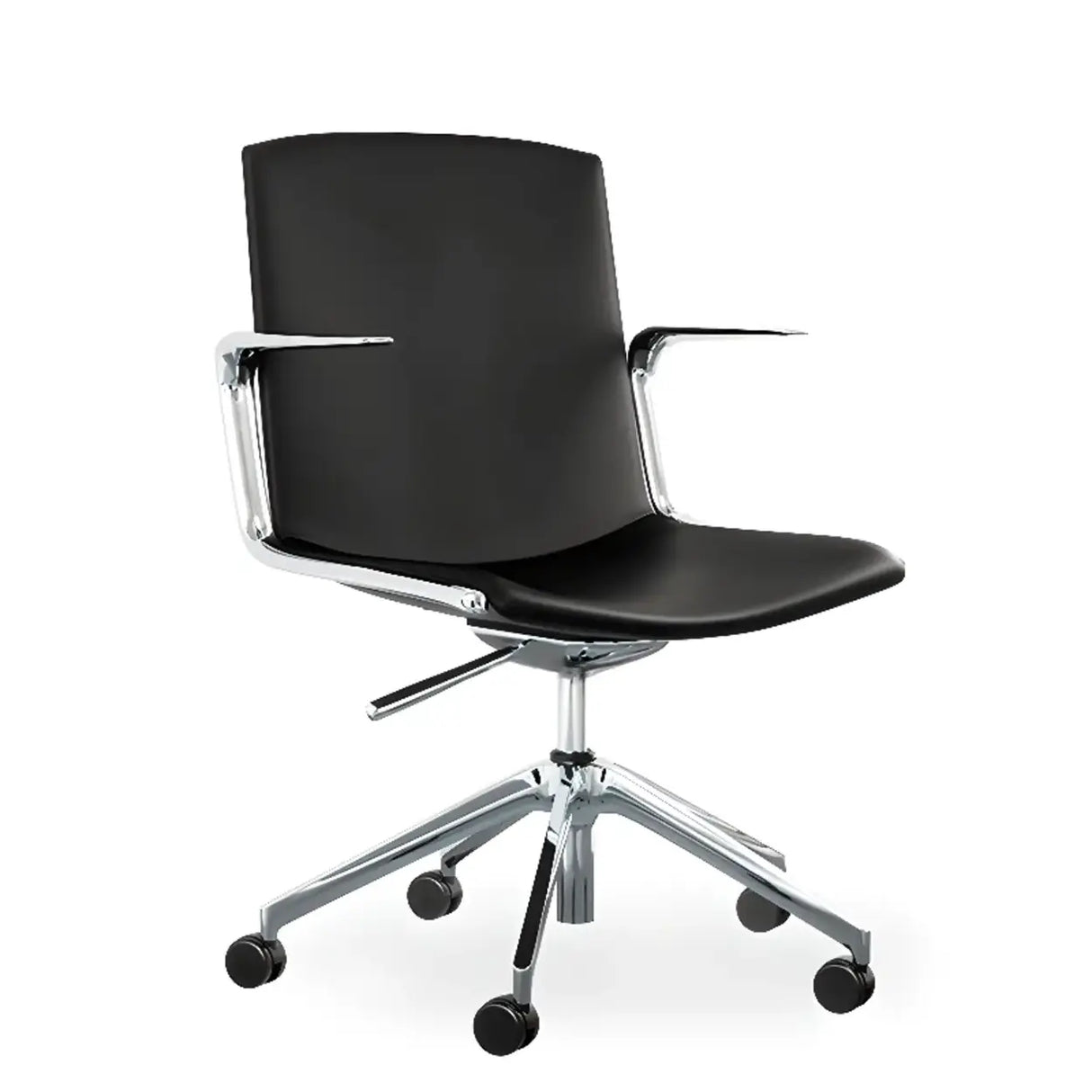 Modern Leather High-Back Adjustable Swivel Armrest Office Chair Image - 8