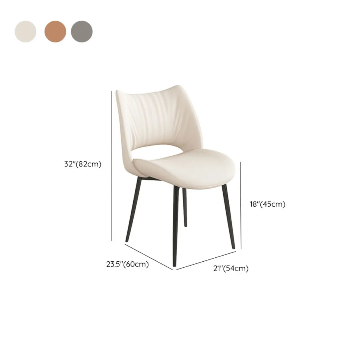 Modern Leather Open Back Upholstered Dining Chair