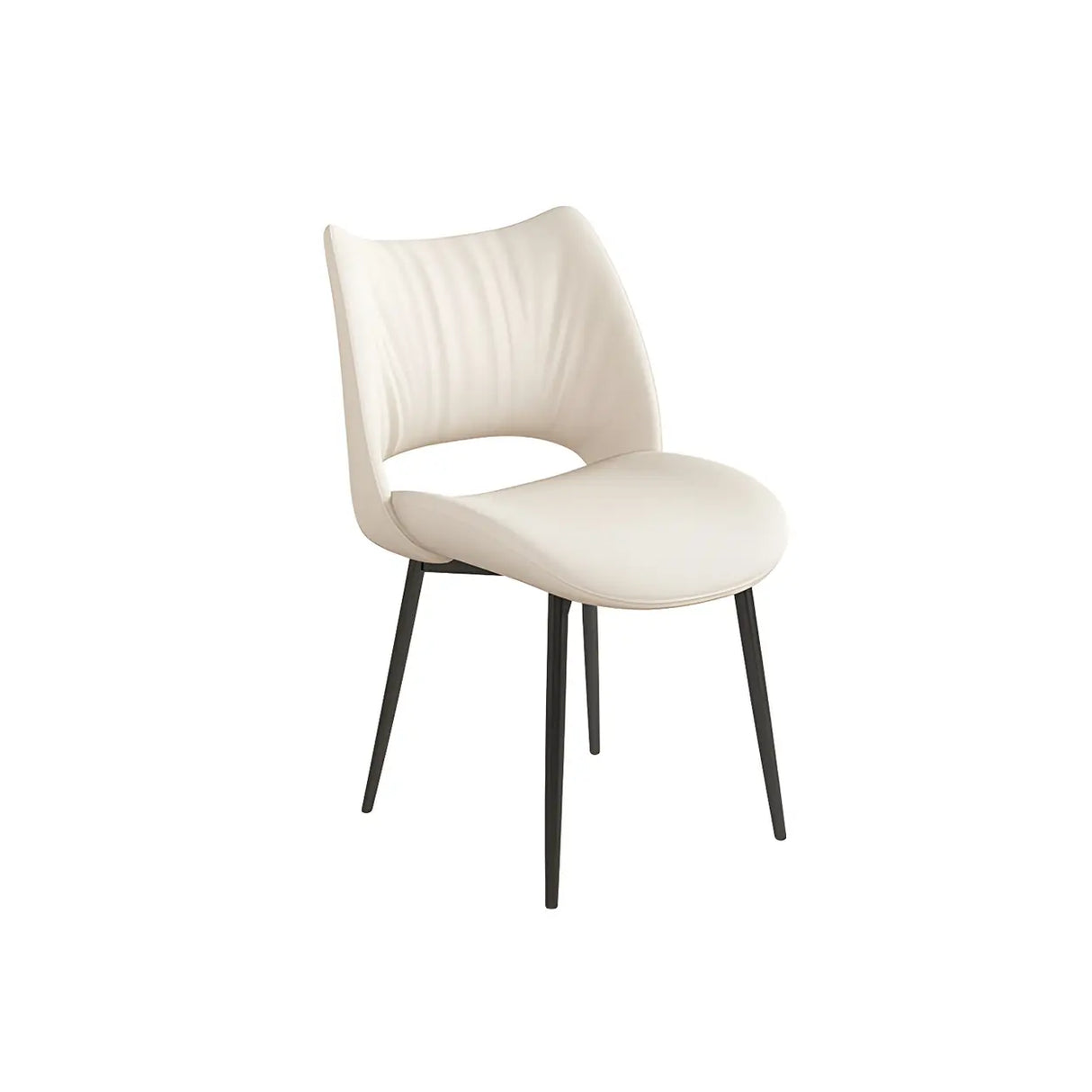 Modern Leather Open Back Upholstered Dining Chair Image - 8