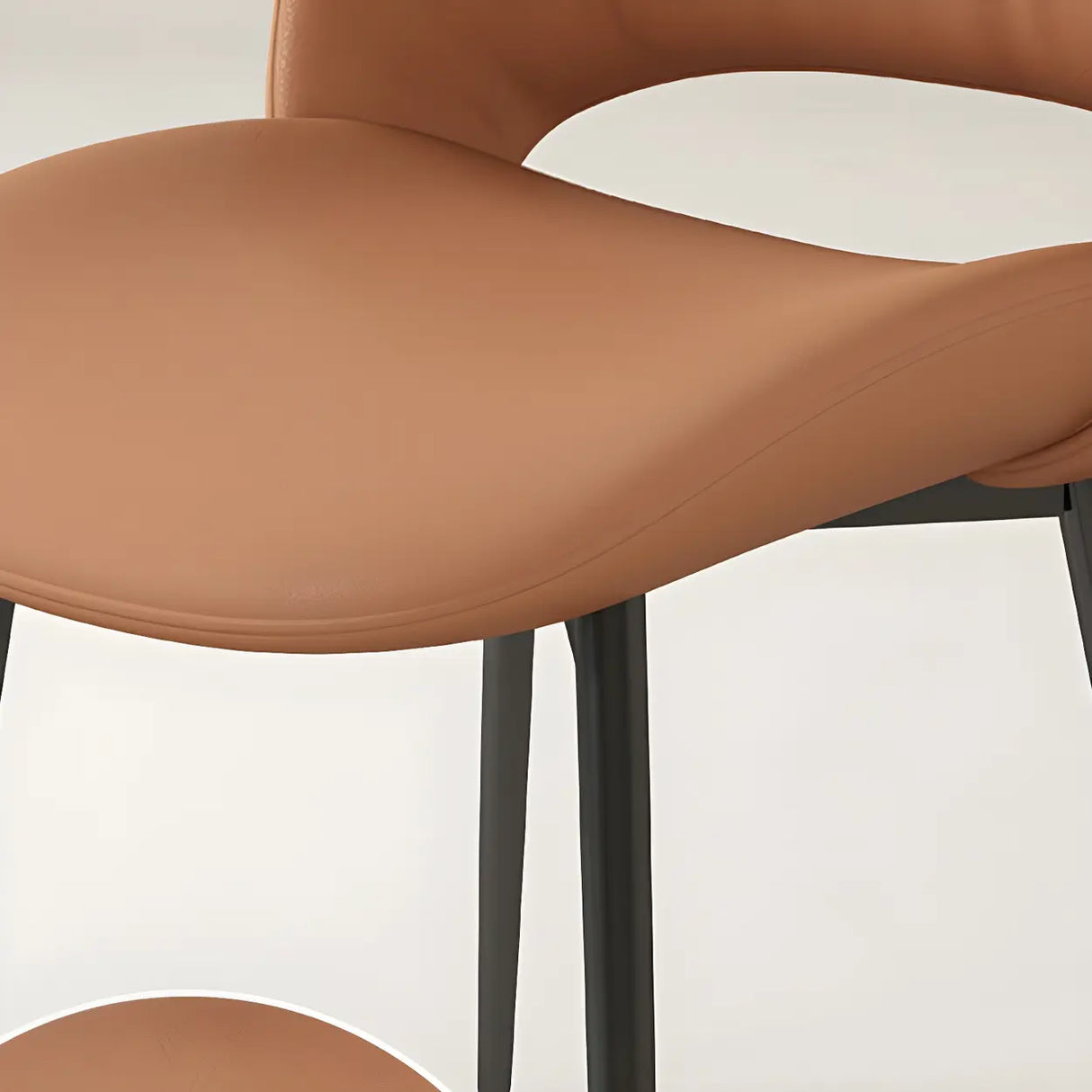 Modern Leather Open Back Upholstered Dining Chair Image - 9